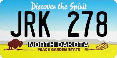 ND license plate JRK278