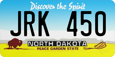 ND license plate JRK450
