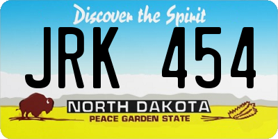 ND license plate JRK454