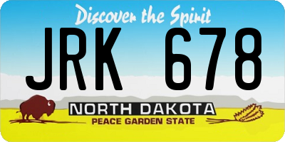 ND license plate JRK678