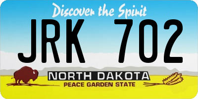 ND license plate JRK702