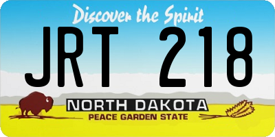 ND license plate JRT218