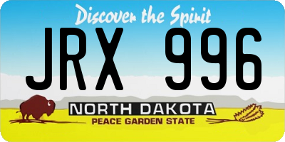 ND license plate JRX996