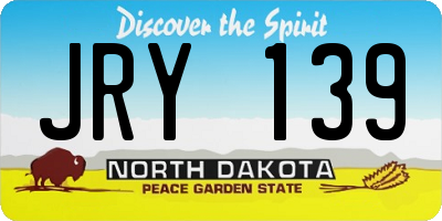 ND license plate JRY139