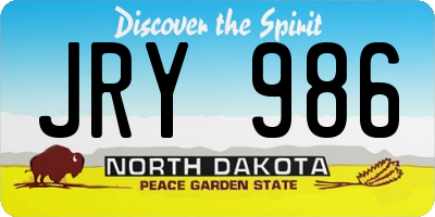 ND license plate JRY986