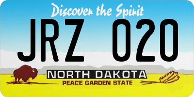 ND license plate JRZ020