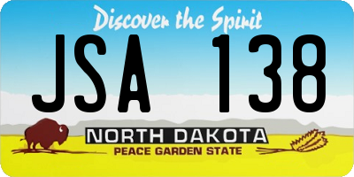 ND license plate JSA138