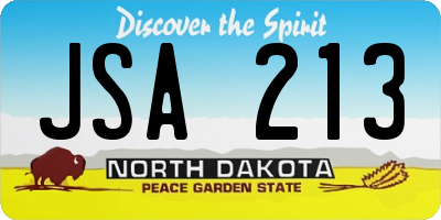 ND license plate JSA213