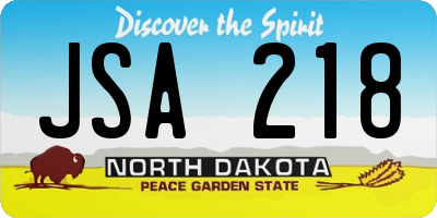ND license plate JSA218