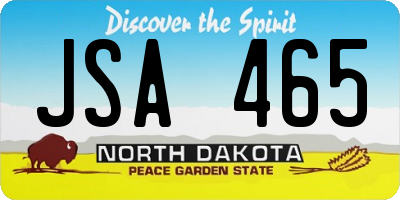 ND license plate JSA465