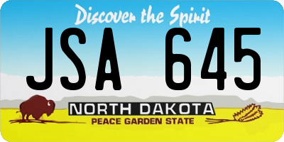 ND license plate JSA645