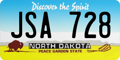 ND license plate JSA728