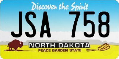 ND license plate JSA758