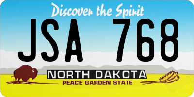 ND license plate JSA768