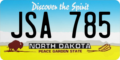 ND license plate JSA785