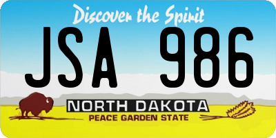 ND license plate JSA986