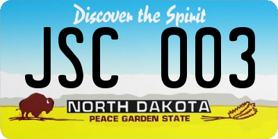 ND license plate JSC003