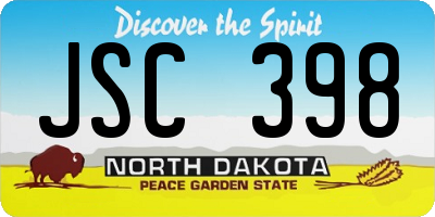 ND license plate JSC398