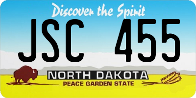 ND license plate JSC455