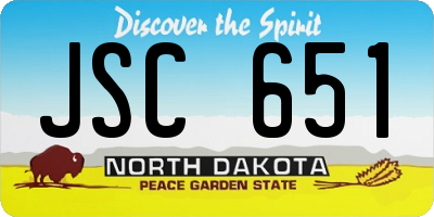 ND license plate JSC651