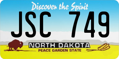 ND license plate JSC749
