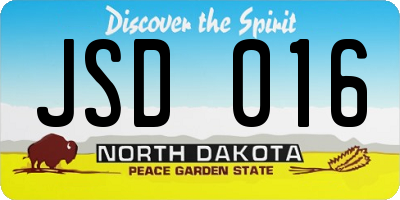 ND license plate JSD016