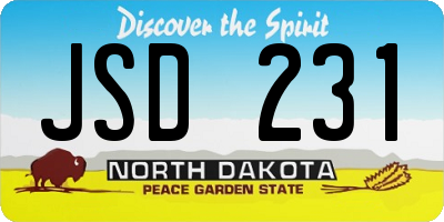 ND license plate JSD231