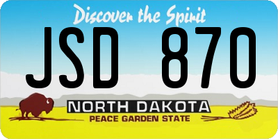 ND license plate JSD870