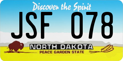 ND license plate JSF078