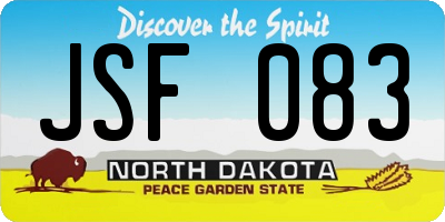 ND license plate JSF083
