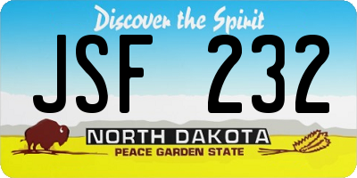 ND license plate JSF232