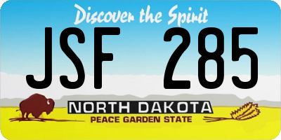 ND license plate JSF285