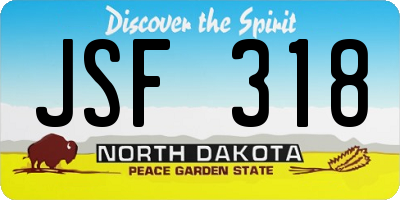 ND license plate JSF318