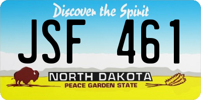 ND license plate JSF461