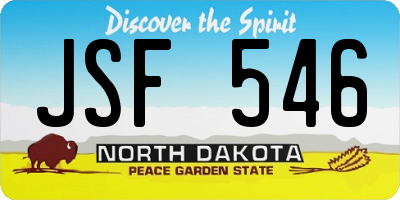 ND license plate JSF546