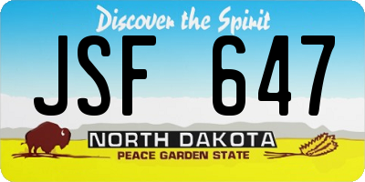 ND license plate JSF647