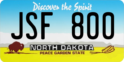 ND license plate JSF800