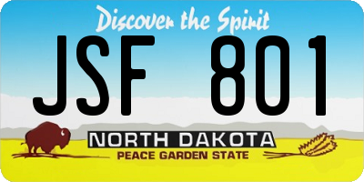 ND license plate JSF801