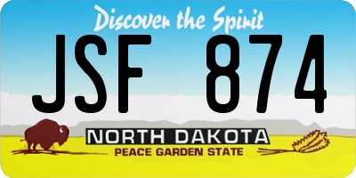 ND license plate JSF874