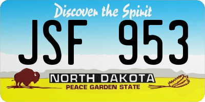 ND license plate JSF953