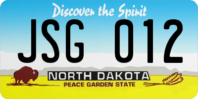 ND license plate JSG012