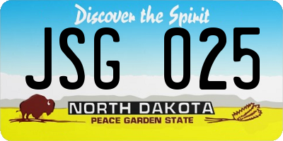 ND license plate JSG025