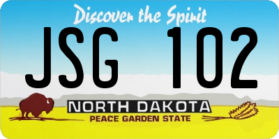 ND license plate JSG102