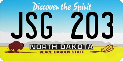 ND license plate JSG203