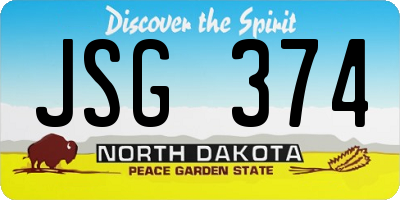 ND license plate JSG374