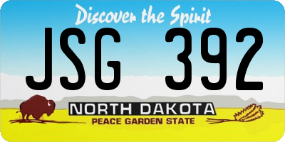 ND license plate JSG392