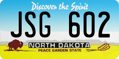 ND license plate JSG602