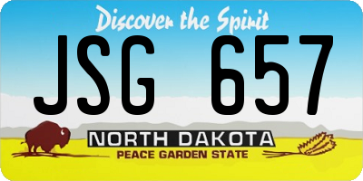 ND license plate JSG657