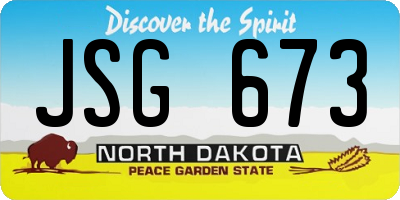 ND license plate JSG673
