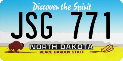 ND license plate JSG771